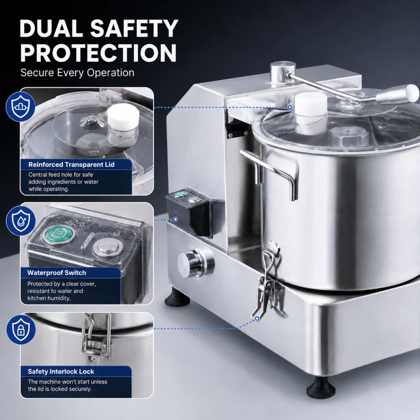 Hakka Commercial Food Processor 6L/9L/12L Electric Heavy-Duty Vegetable Cutter