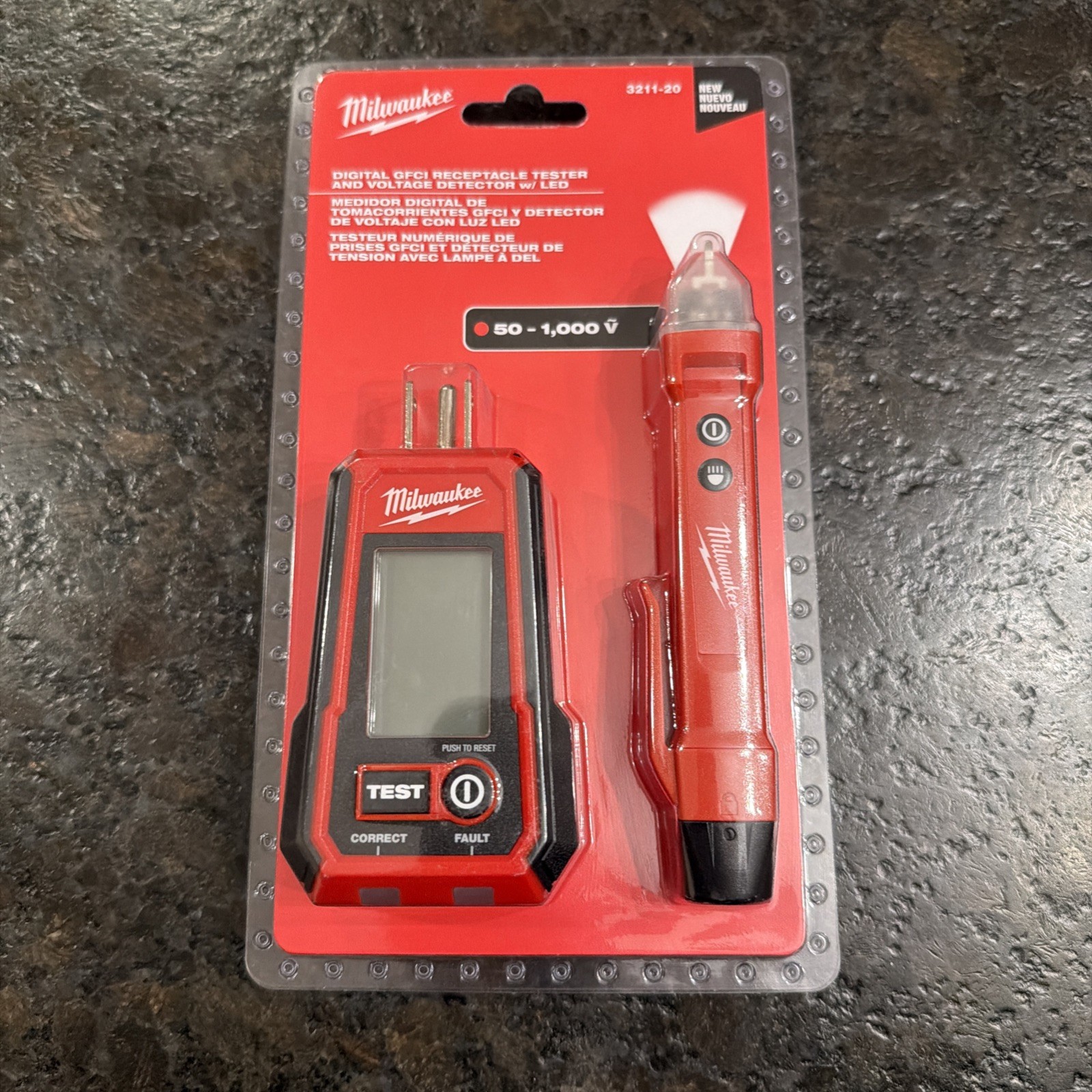 Milwaukee 3211-20 Digital GFCI Receptacle Tester and Voltage Detector w/ LED New