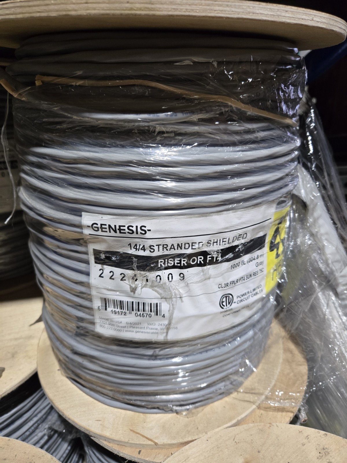 14/4 Shielded grey sunlight resistant cable wire 1000′ 600V Genesis Riser/FT4