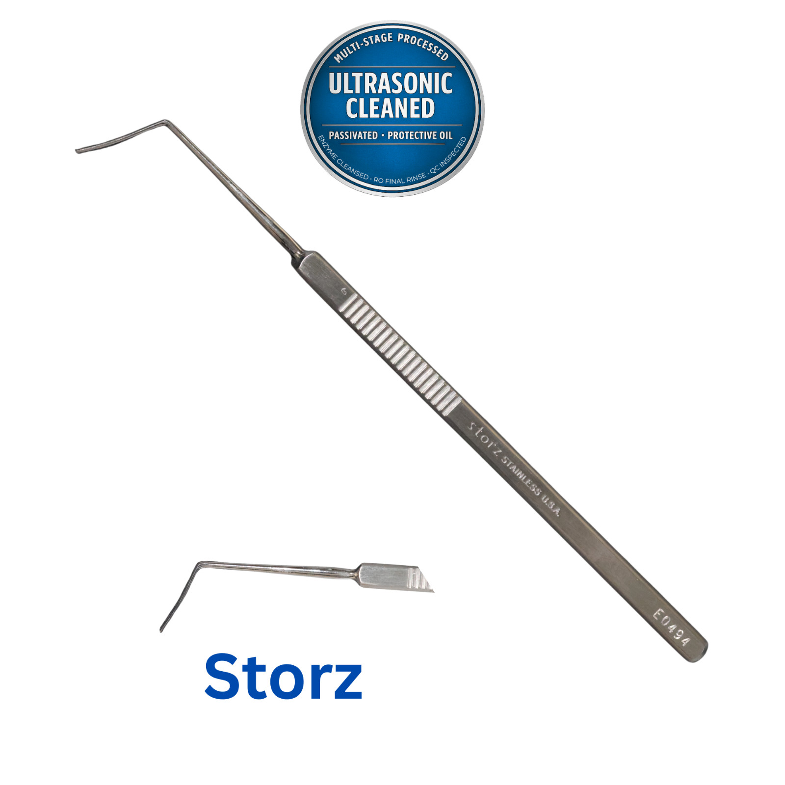 Storz E0494 Castroviejo Cyclodialysis Spatula, 16mm Long Blade, Angled, 5.25″