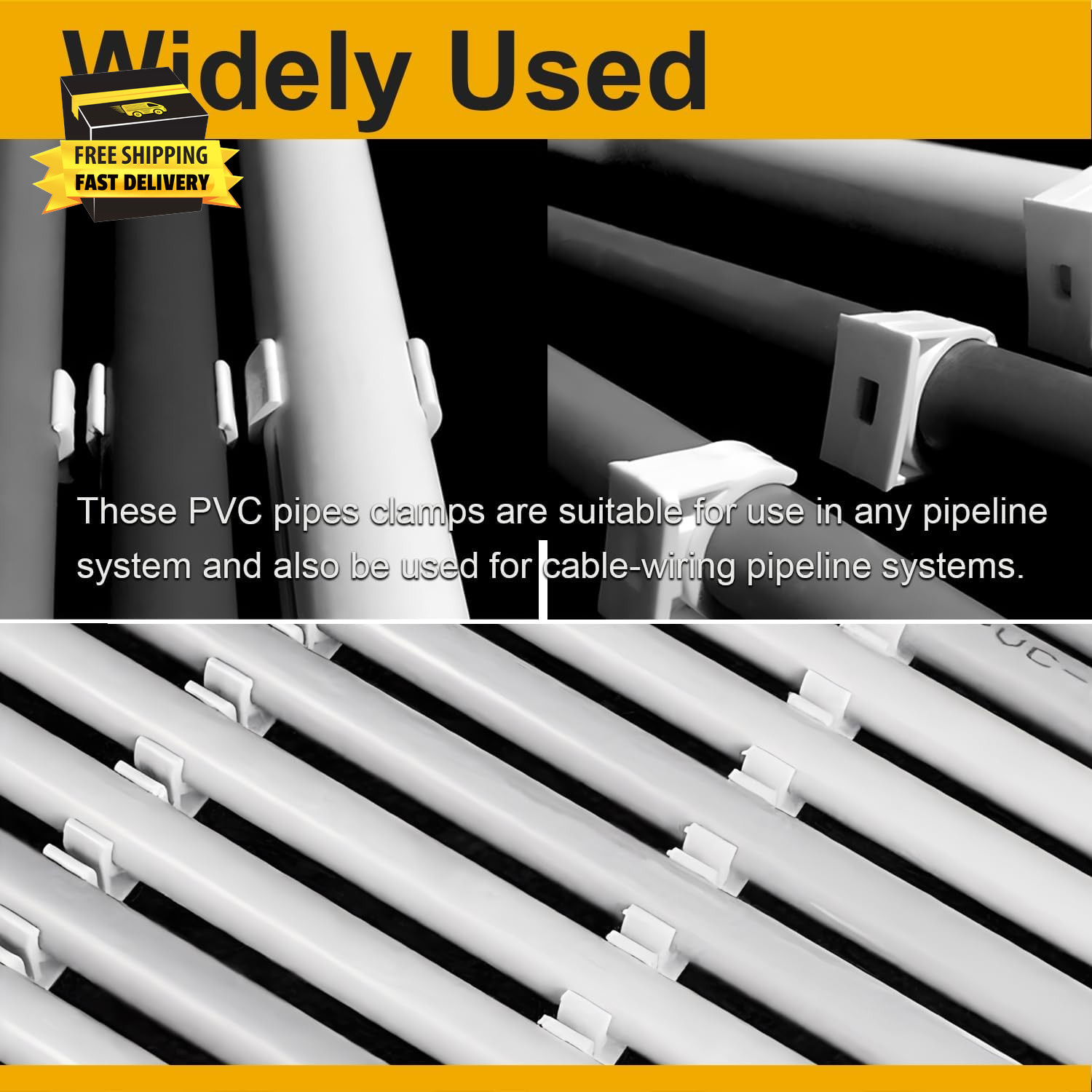 100 Pcs U-Shaped PVC Pipe Clamps, 20Mm White Clips for 1/2″ Water Pipes, Durable