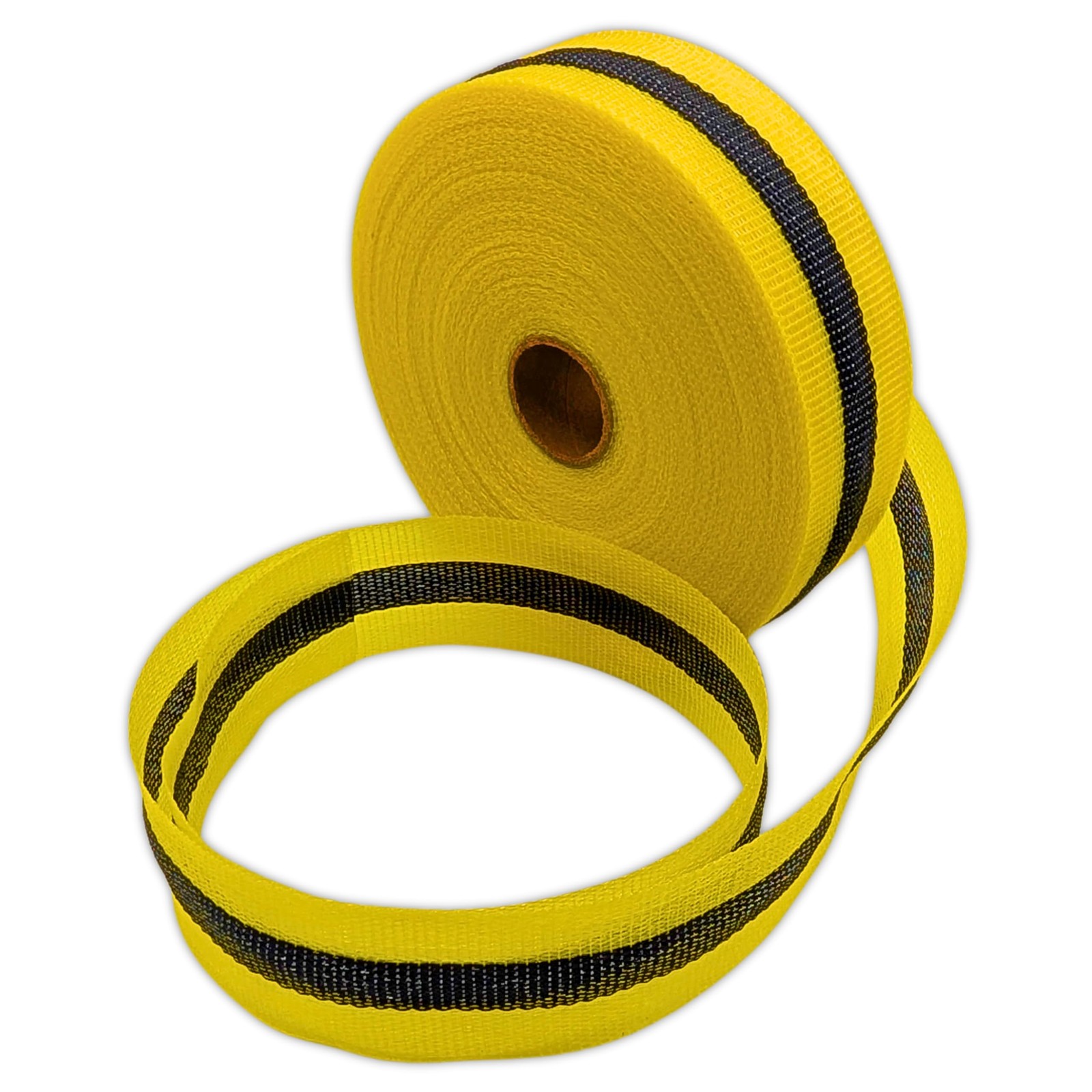 Woven Barricade Tape, Yellow with Black Stripe, 2 in x 150 ft – Heavy-Duty Re…