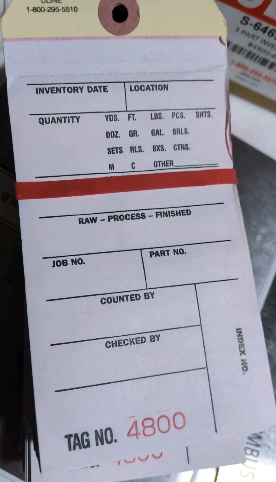 100 3 Part Hanging Inventory Tags Three Copy Control Label Product Carbon Buy