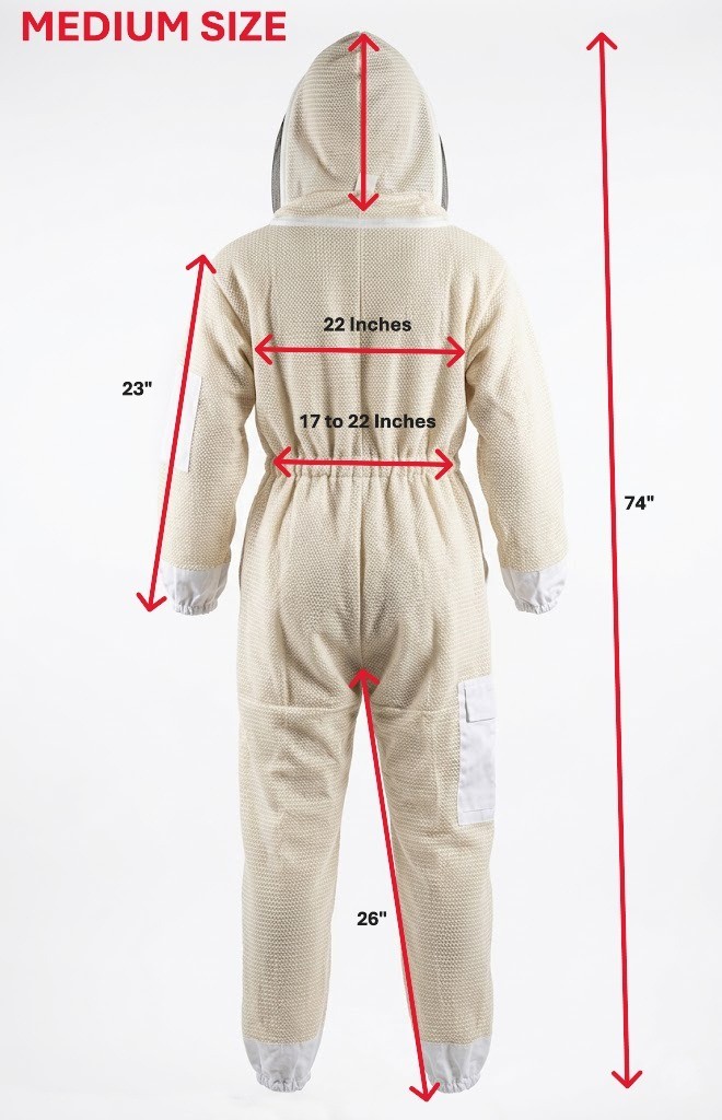 BEEKEEPING SUIT , Unisex 3 Layers Ventilated White – MEDIUM SIZE