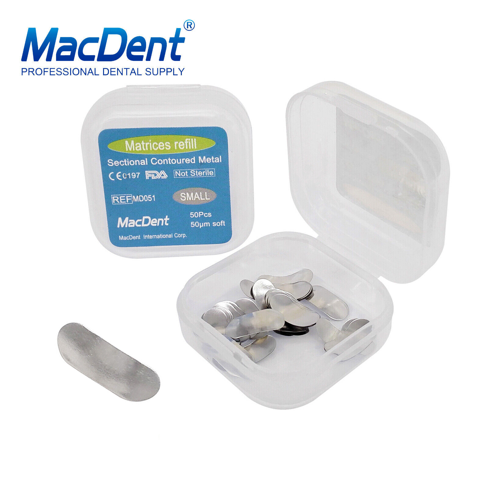 Dental Sectional Matrix System Contoured Metal Matrices Refill Matrix Bands 50x