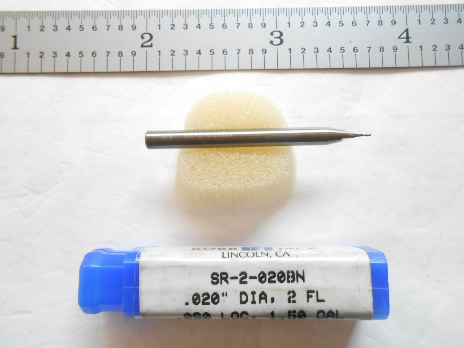NEW ROBB JACK USA .020″ DIA. x .060″ LOC x 1-1/2″ L 2FL CC CARBIDE BALL END MILL