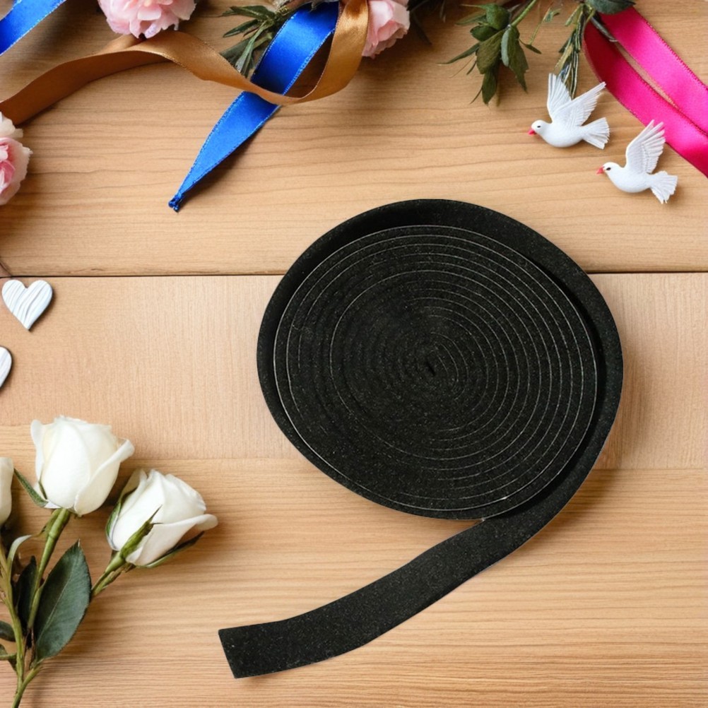 2Pcs Durable Home Felt Strips Self-Adhesive Sealing Strip Black