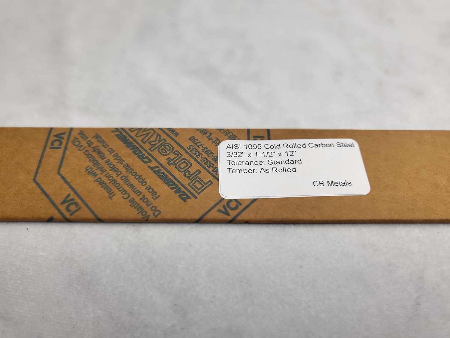 1095 Cold Rolled Carbon Steel 3/32″ x 1.5″, 12″ bar, Knife Making Stock, Billet