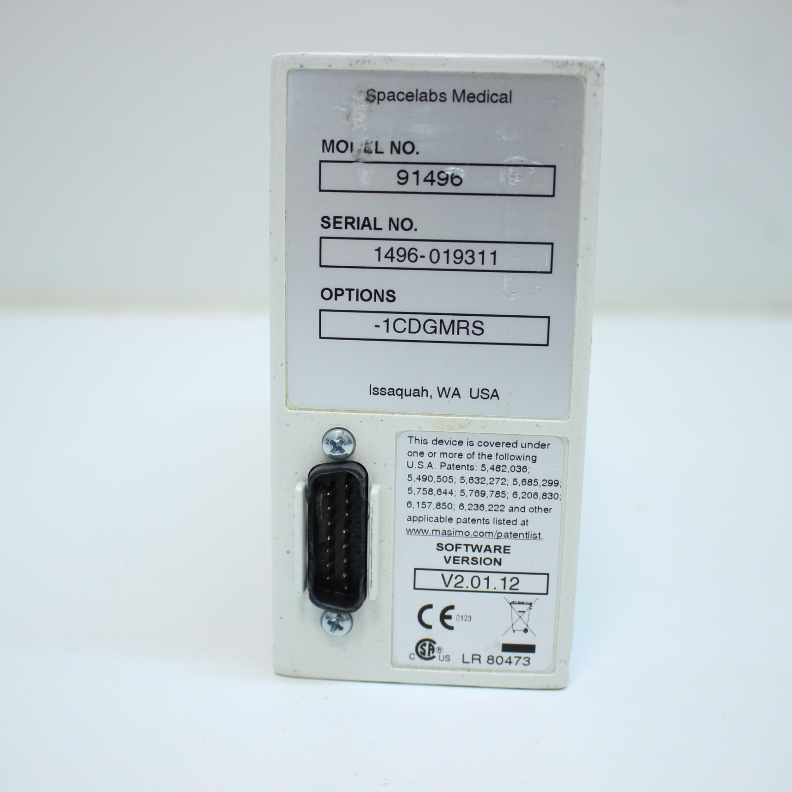 Spacelabs 91496 Ultraview Module w/ Opt 1CDGRMS MasimoSET SpO2 Temp ECG NIBP IBP