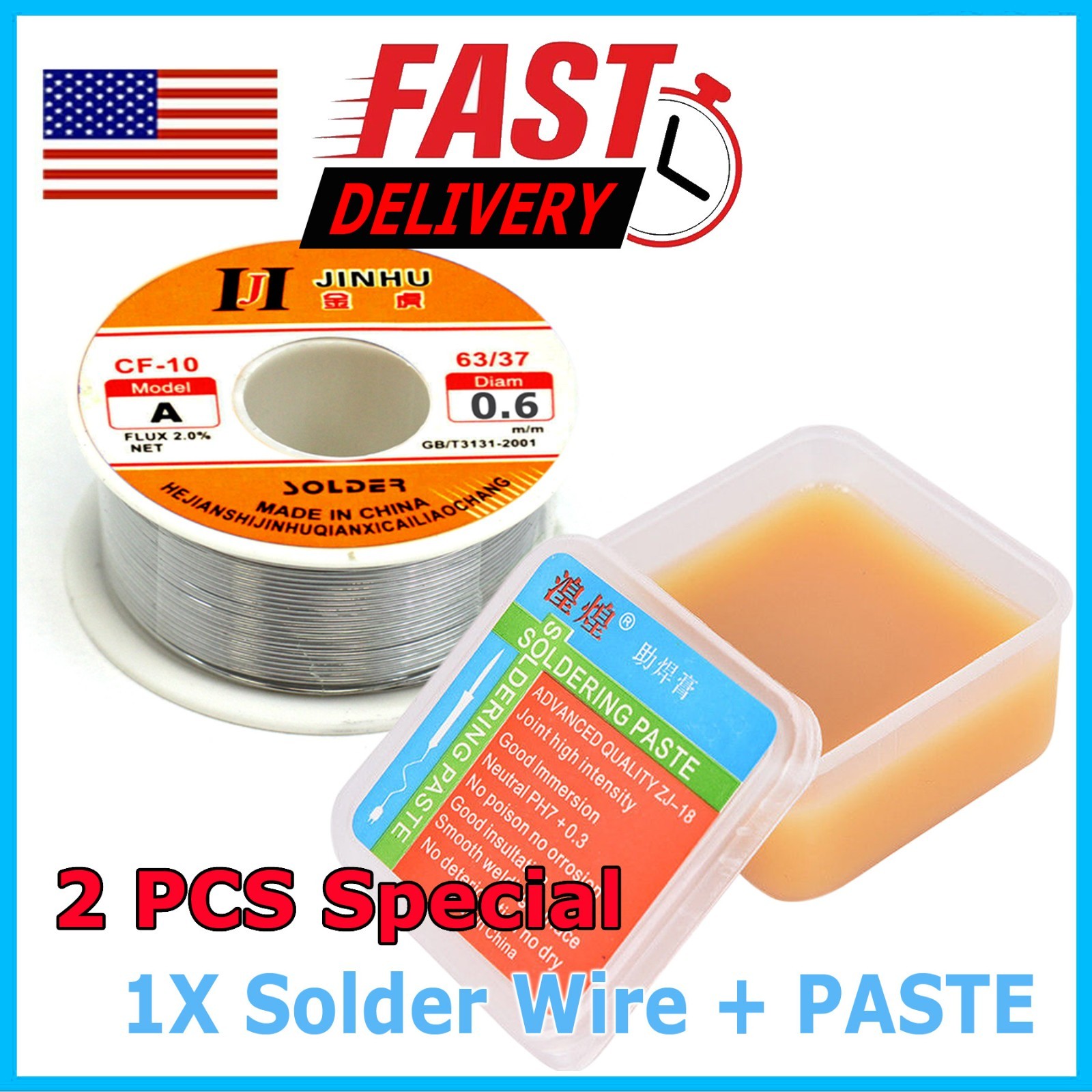 2X Quality Metal Cased Rosin Soldering Flux Paste Solder Wire Welding Grease
