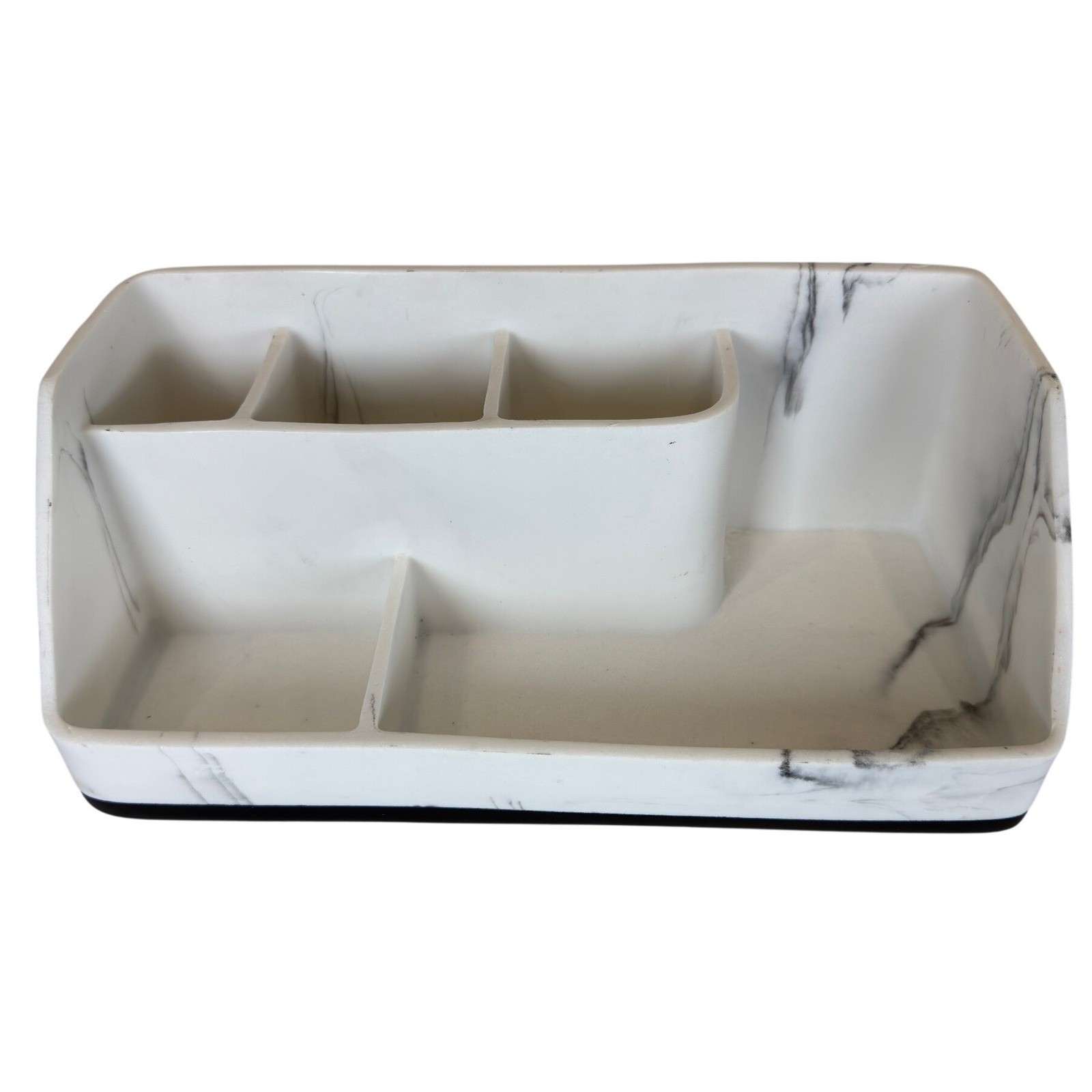 Modern Marble Pattern Desk Organizer White Grey 5 Compartment Stationery Caddy