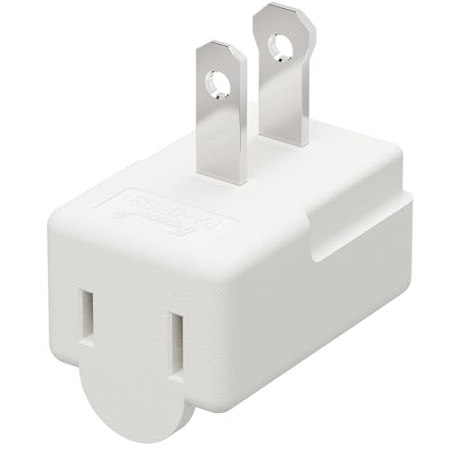 1PC NEMA 1-15P to 1-15R Polarized 2-Prong Right Angle AC Adapter White