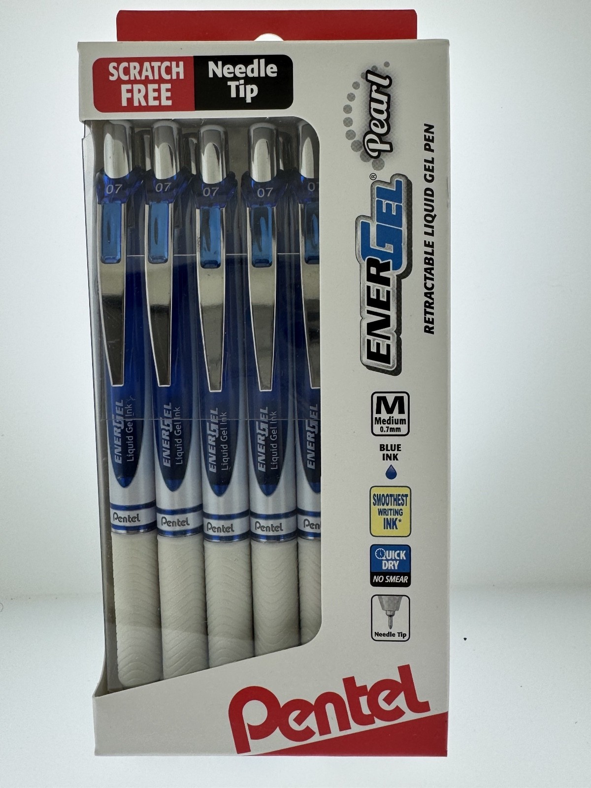 12 Pentel EnerGel 0.7MM BLUE PEARL LIQUID GEL PEN SCRATCH & FREE SHIPPING