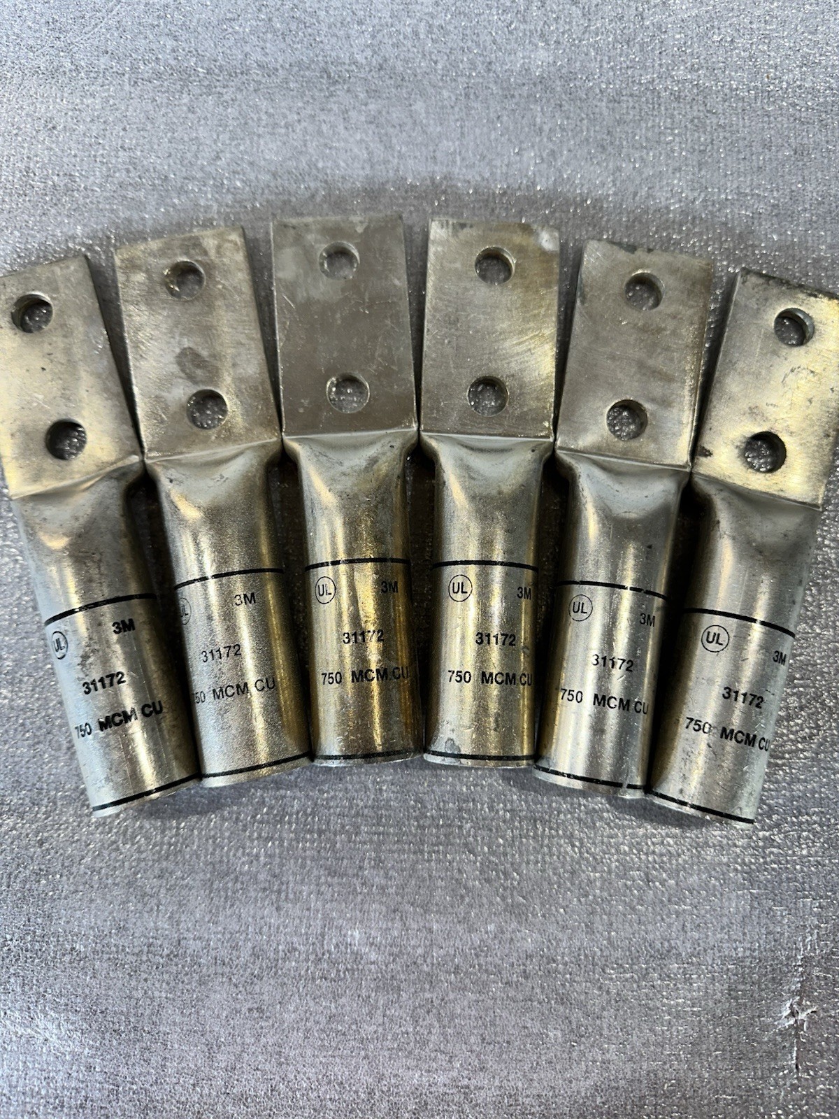 6 New 3M 31172 750 MCM CU Copper Compression Lug 1/2” Stud – Lot of 6 New