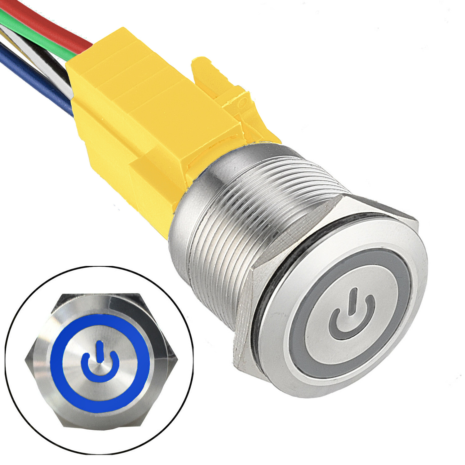 16mm 12V LED ON OFF Push Button Power Switch Latching with Wire Socket Harness