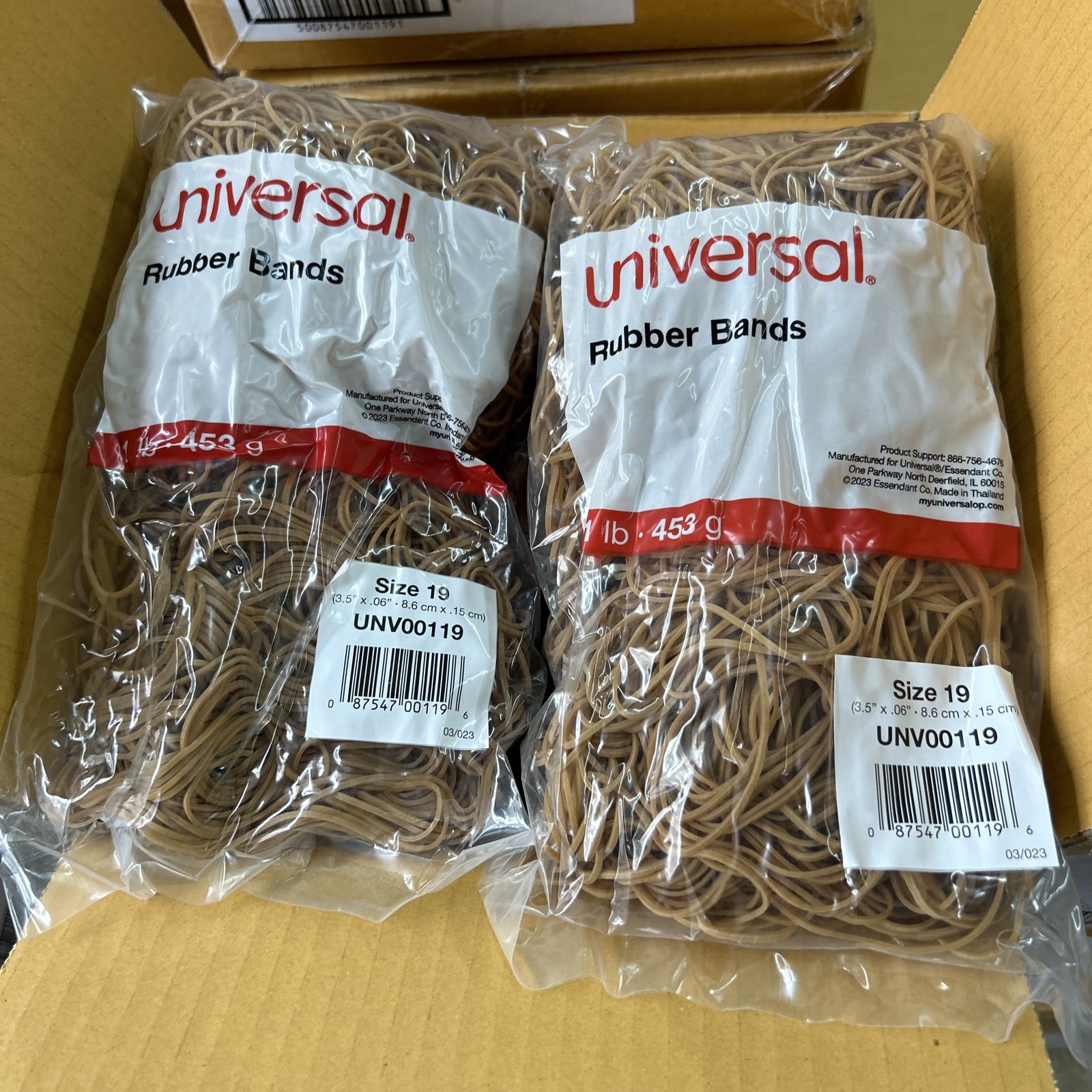 10- Universal 00119 0.04 in. Gauge Size 19 Rubber Bands – Beige (1240/Pack) New