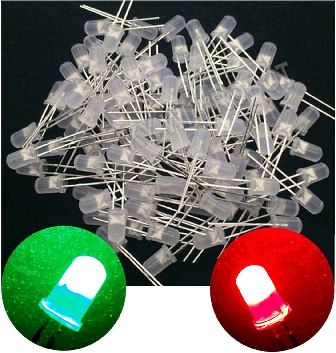 100PCS 5mm Dual Bi Color Polar Changing Red/Green Led Diffused LEDs 2-Pin led