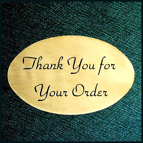 1.25″x2″ GOLD OVAL THANK YOU STICKERS LABELS Lot of 100 – Made in the USA
