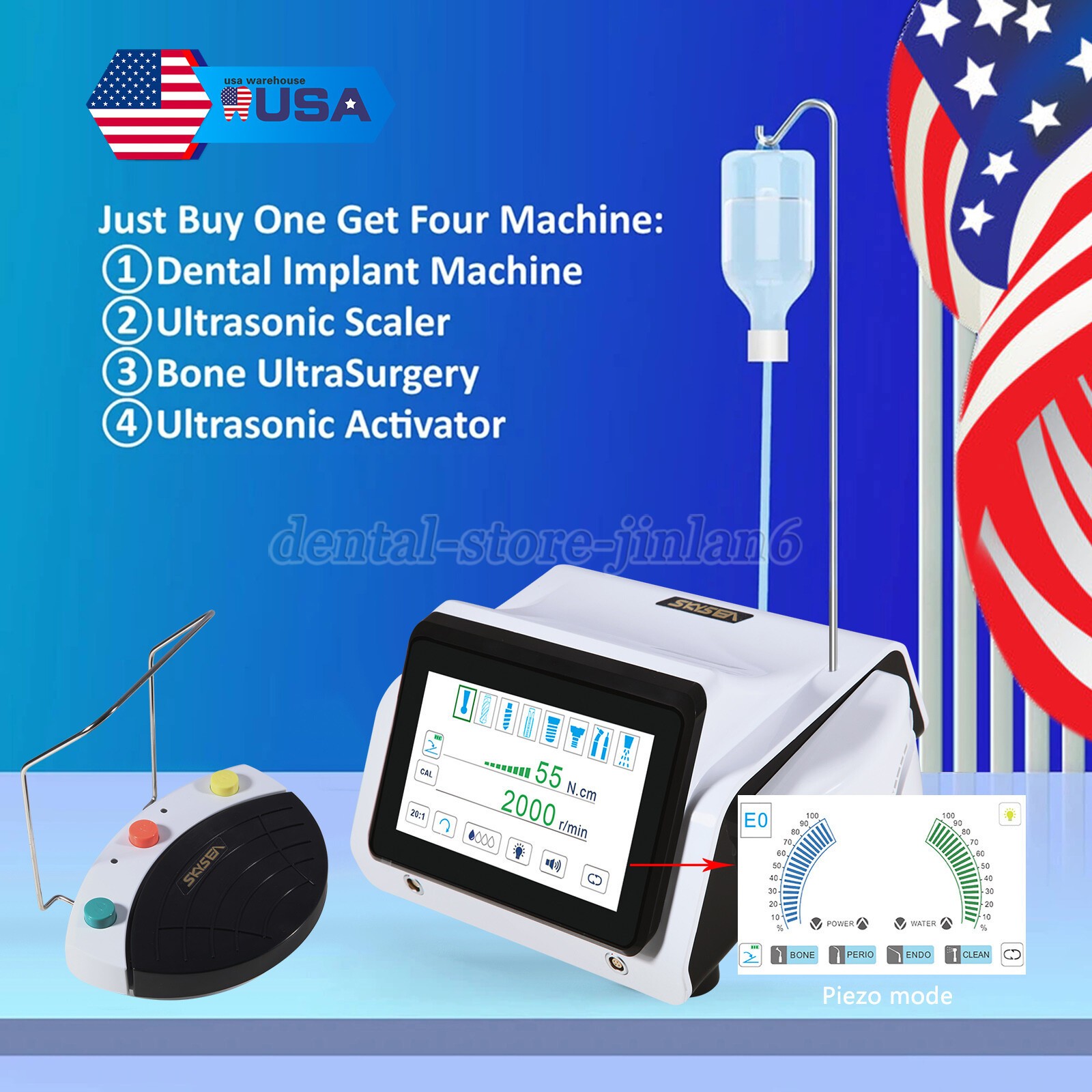Portable Dental Delivery Unit Syringe Suction Air Compressor 4hole/Implant Motor
