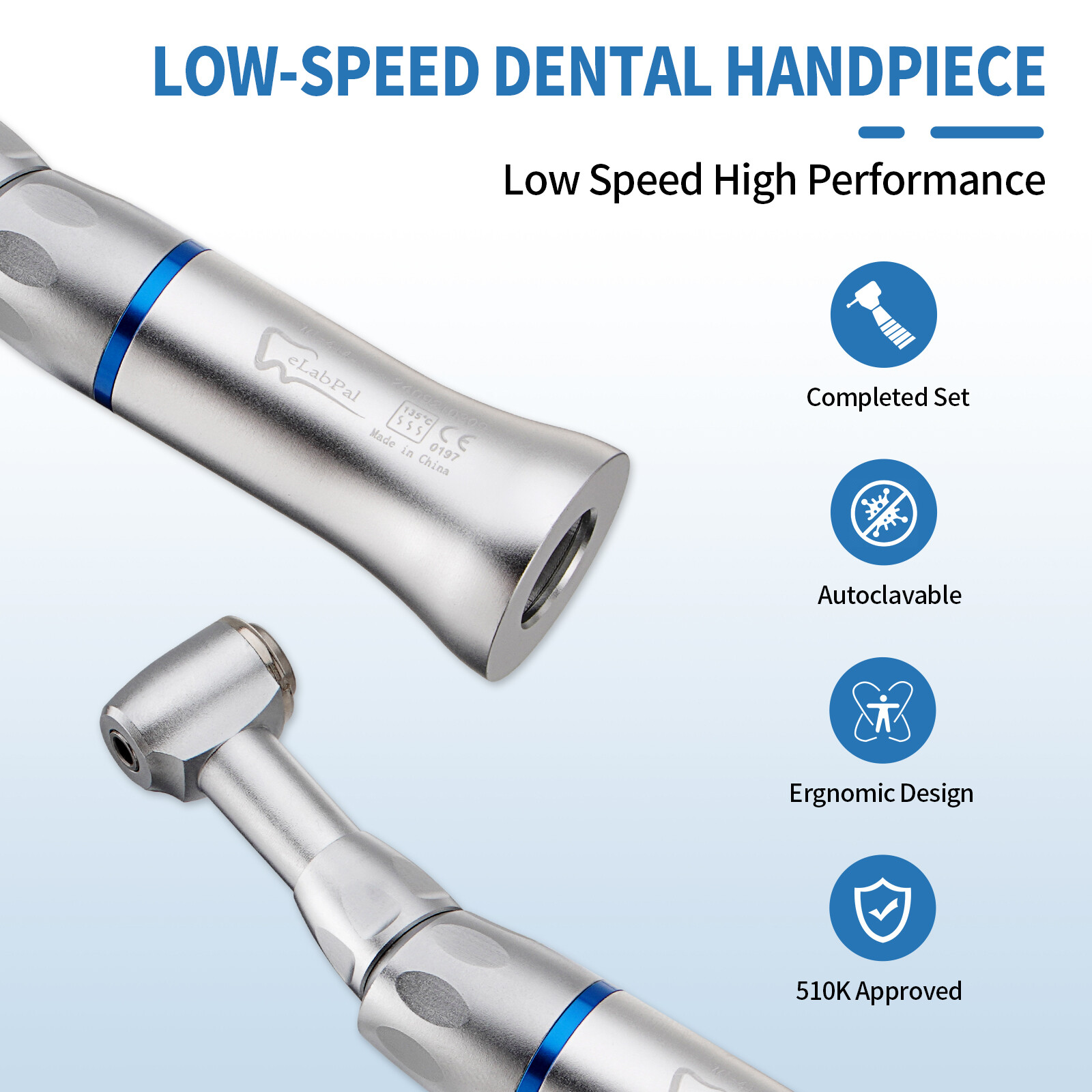 10Pack Dental Low Slow Speed Handpiece Contra Angle Push Button E-Type 4 Holes