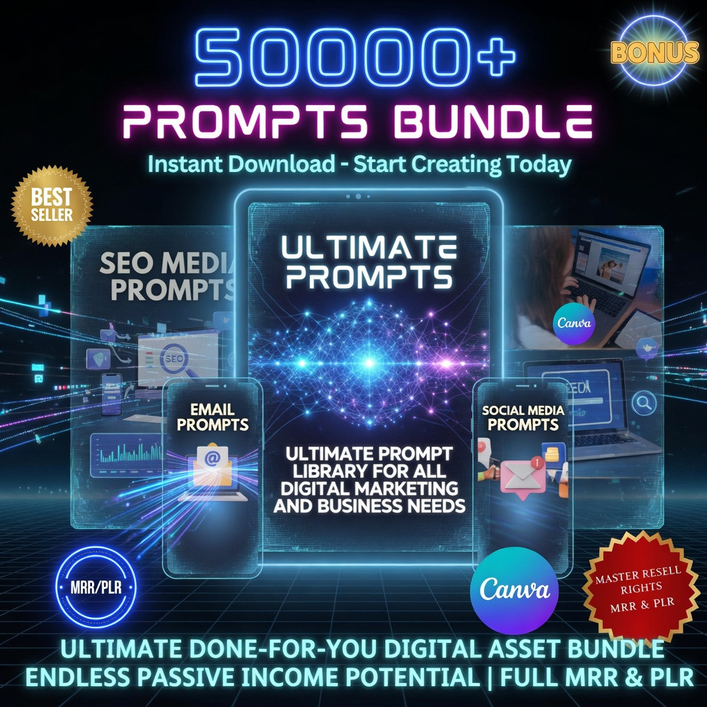 50,000+ ChatGPT Mega Marketing Bundle: PLR Prompts & Guide (Digital Download)
