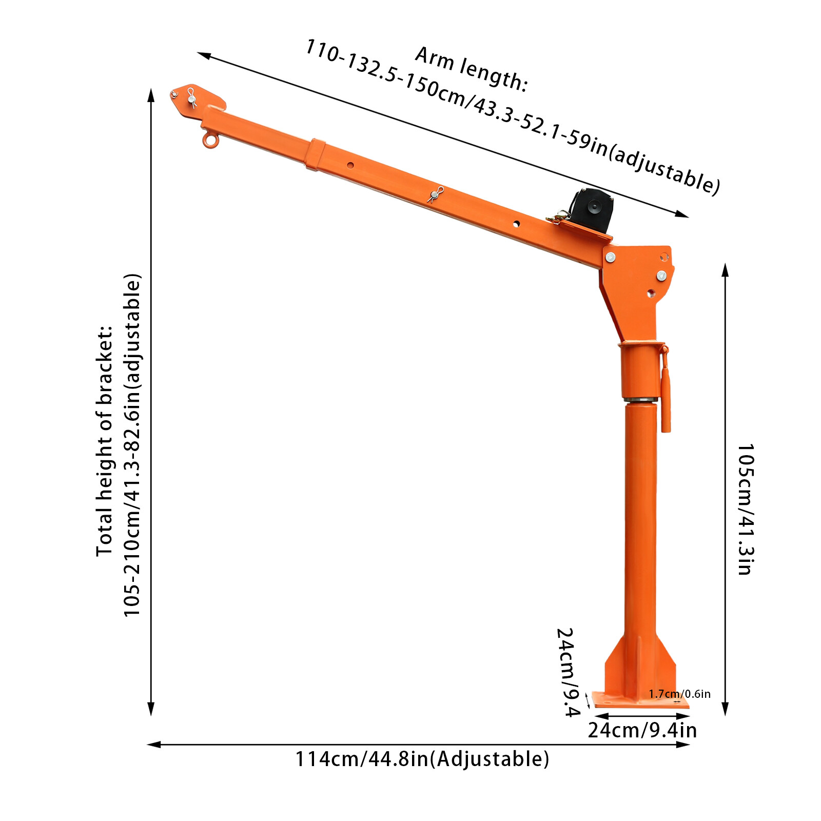 1100LB Truck-Mounted Crane Hoist w/ 12V Electric Winch Pickup Truck Jib Cranes