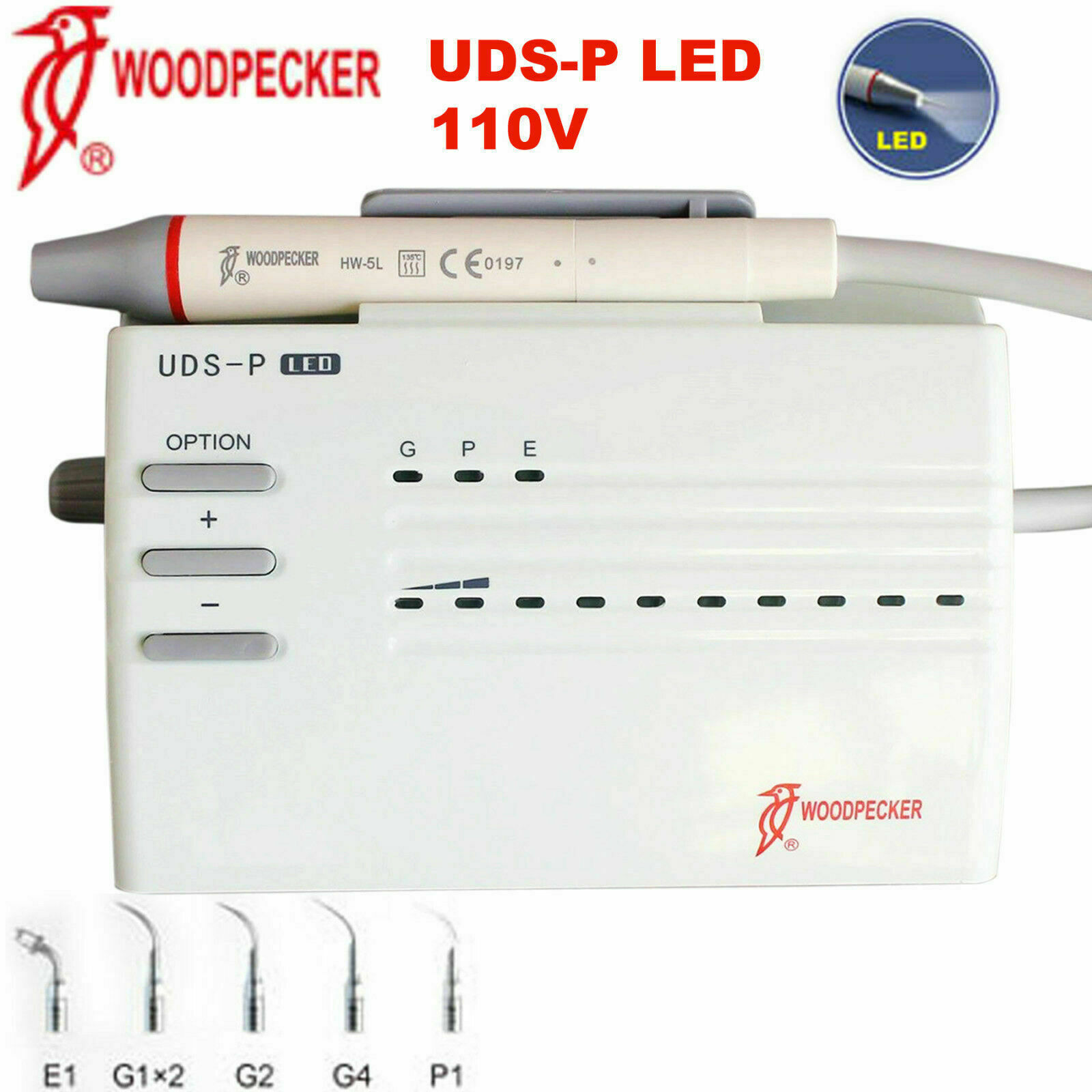 Woodpecker Original Dental Ultrasonic UDS-P LED Piezo Scaler Handpiece EMS 110V