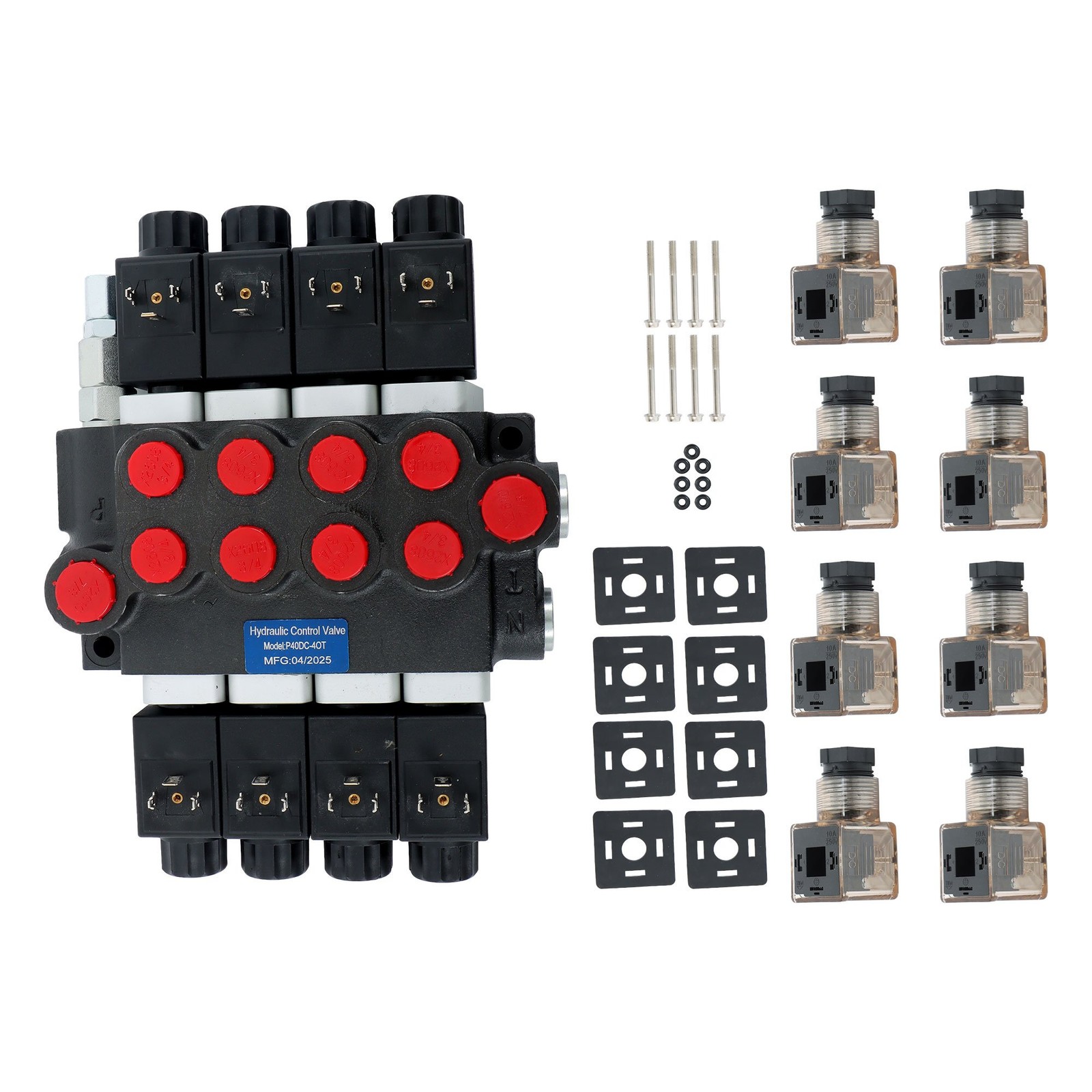 4 Spool Solenoid 12V DC Hydraulic Control Valve Double Acting 13 GPM 3600 PSI