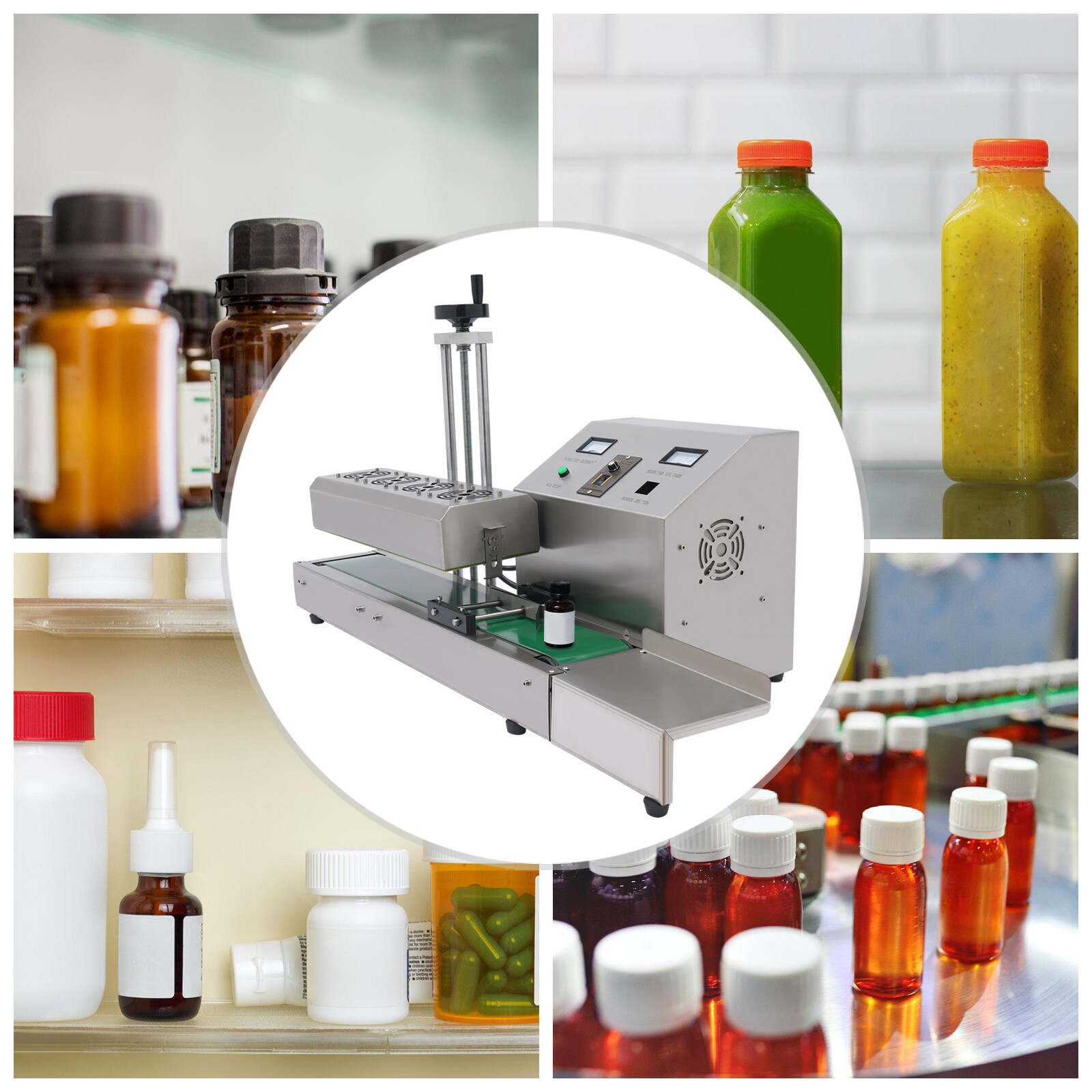 20-100mm Bottle Cap Automatic Sealer Continuous Induction Sealing Machine 1800W