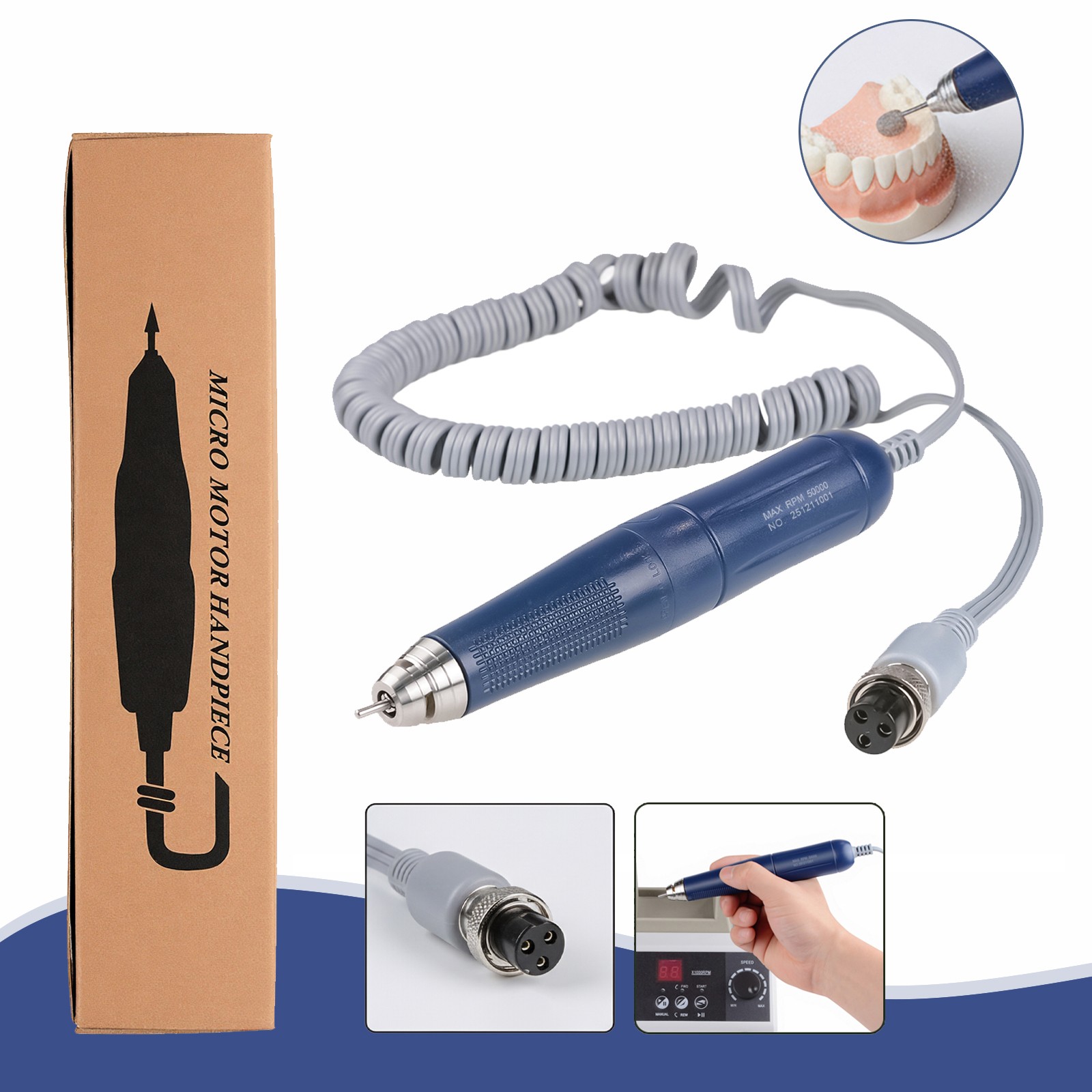 50K RPM High Speed Brushless Micromotor Polishing Handpiece for Dental Polisher