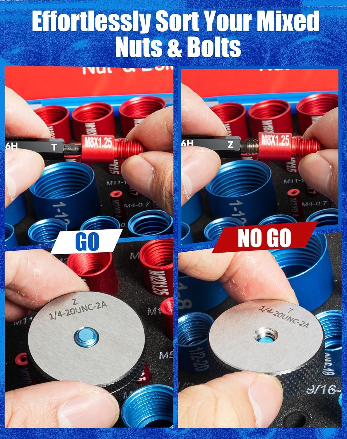 w/Box Tight Gauge Thread Nut Bolt 32S 34M Checker 66Pcs Space
