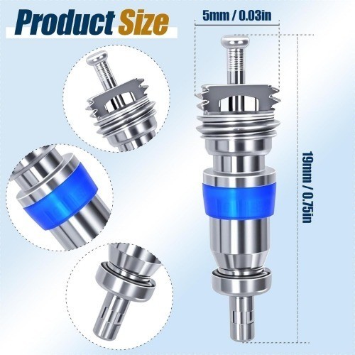 Schrader Valve Core for R32 R410A R22 Refrigerant, High Pressure Style: 50Pcs