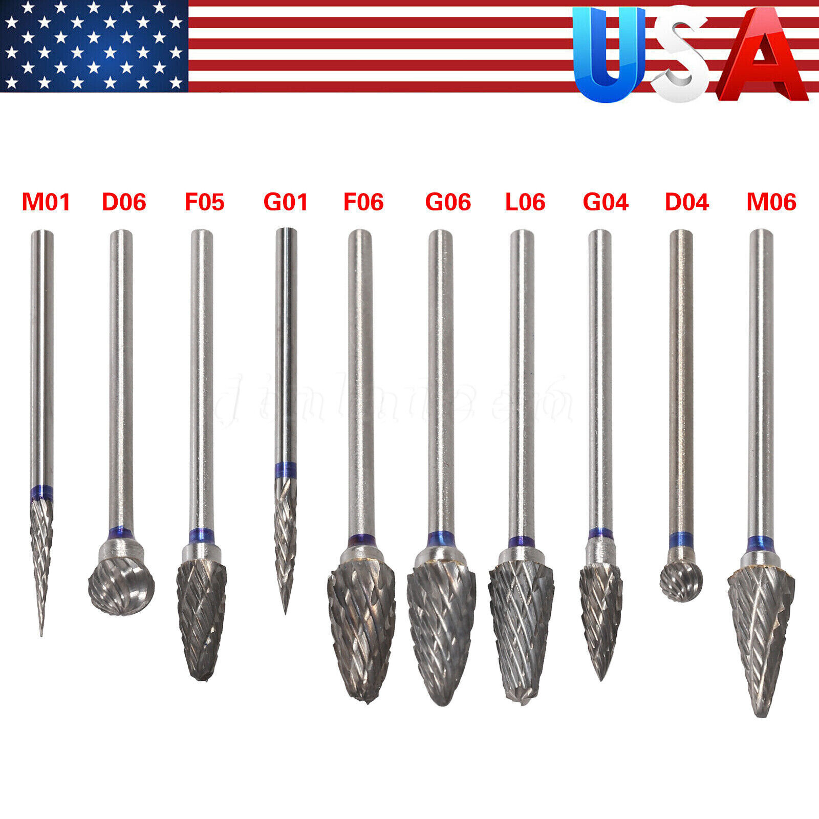10 Pcs Tungsten Carbide HP Dental Acrylic Bur Drill Coarse Cutter 2.35mm Shank