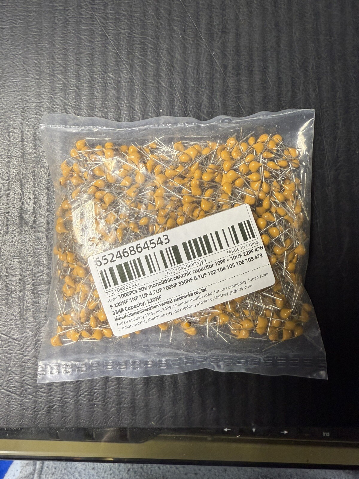 1000pcs 220nF Ceramic Capacitor 224 50V Monolithic Through Hole