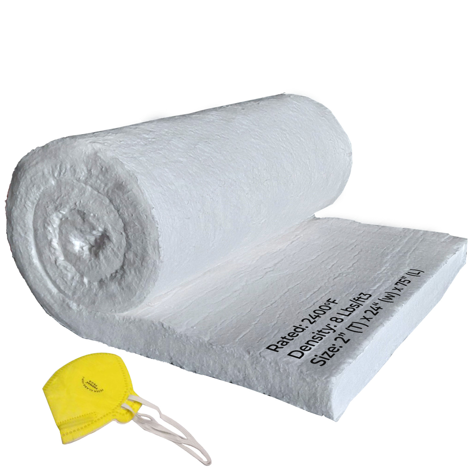 Ceramic Fiber Blanket , 2400F 8# – High Temp Thermal Insulation – 2″x24″x75»