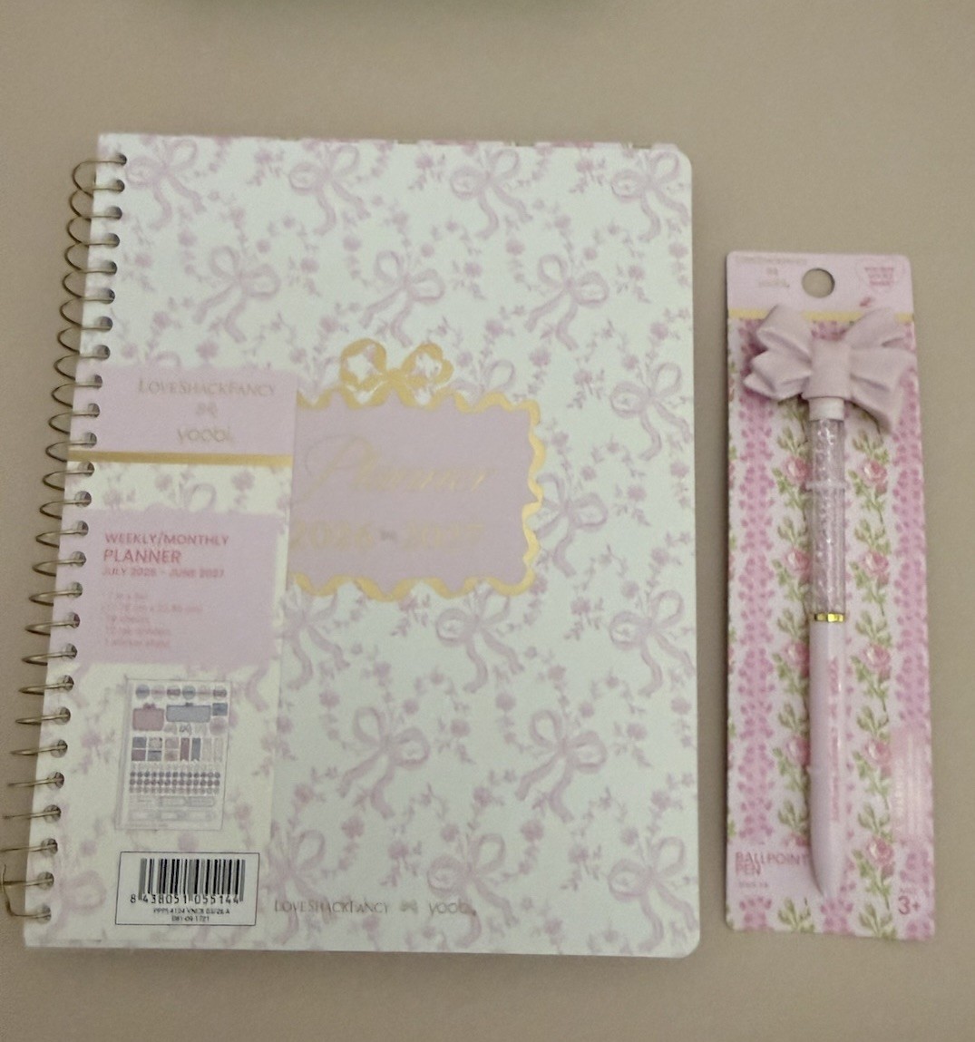 LoveShackFancy × Target – Yoobi Monthly and Weekly Planner 7″x 9″ – Coquette Bow