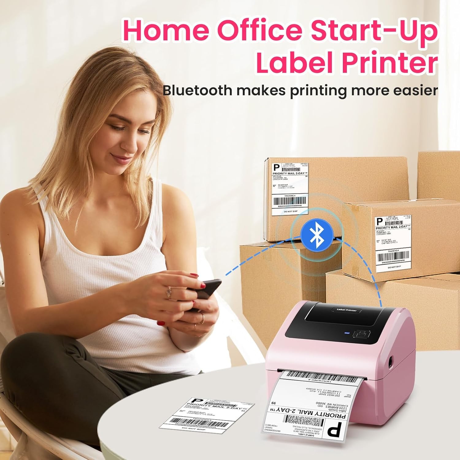 4×6 Printer Bluetooth Shipping Label Printer for Thermal Label USPS UPS FedEx