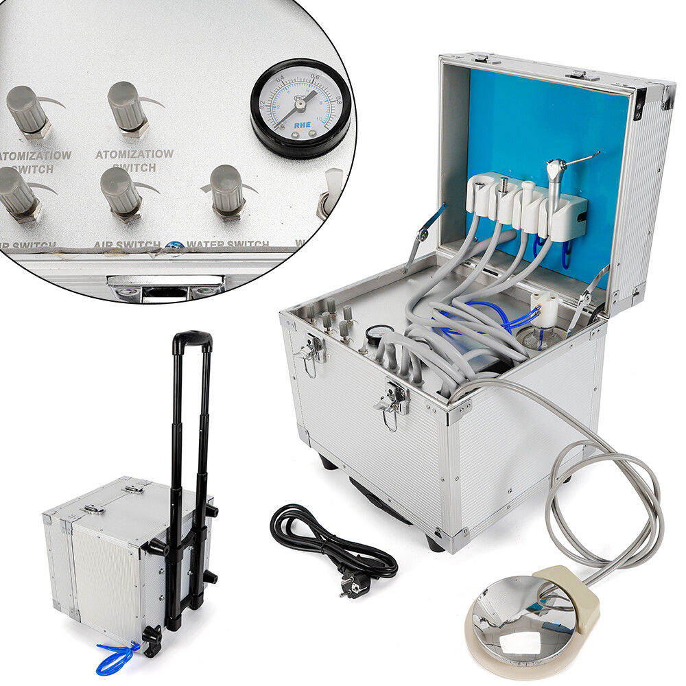 Portable Dental Delivery Unit: Rolling Box with 4 Holes Air Compressor Suction