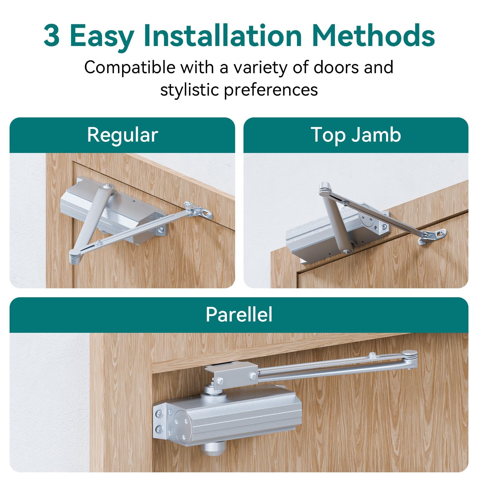 POWAWINI Automatic Door Closer, Adjustable Self Closing, Backcheck Function,