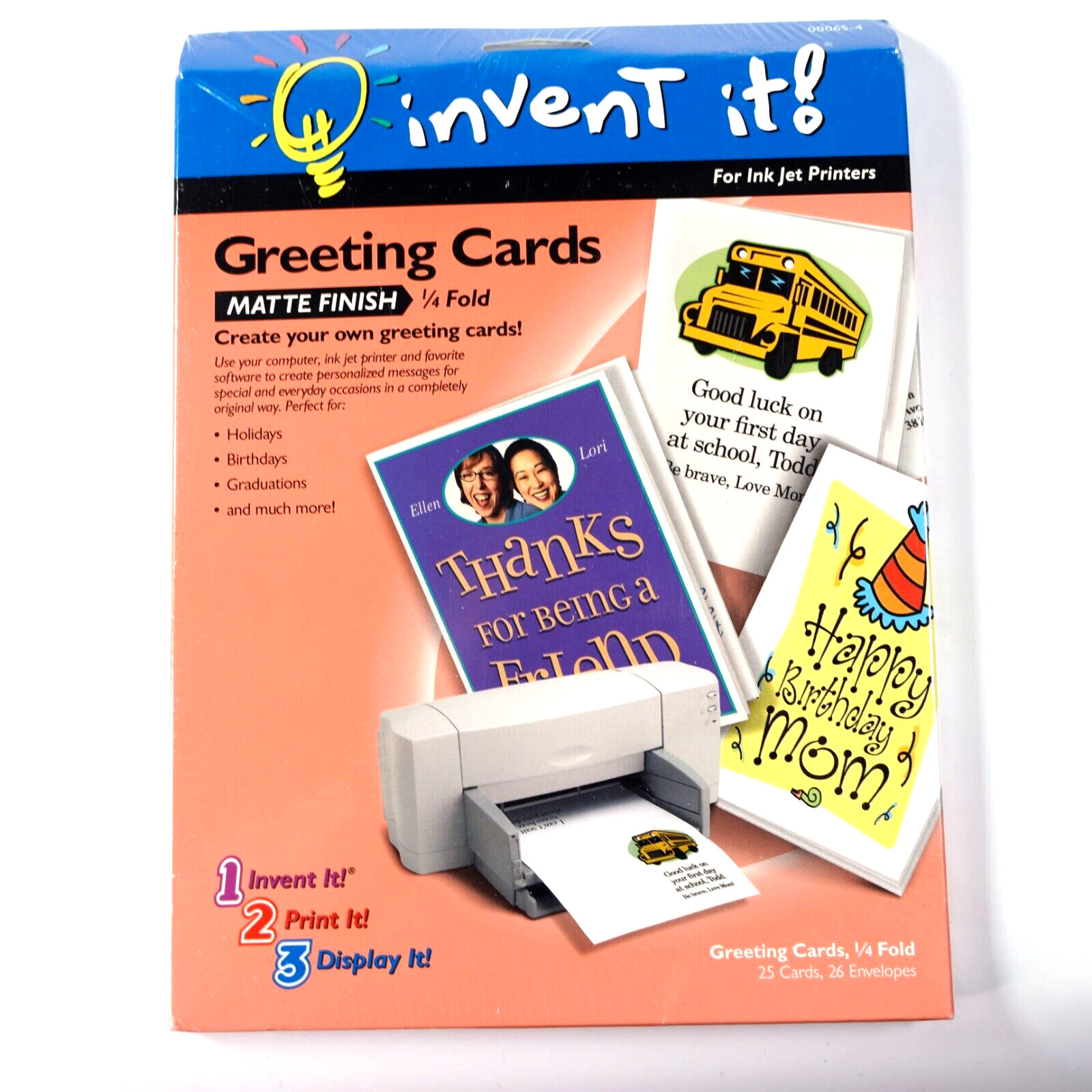 Invent It Greeting Cards Matte 1/4 Fold Inkjet Paper Kit 25 Cards Sealed New