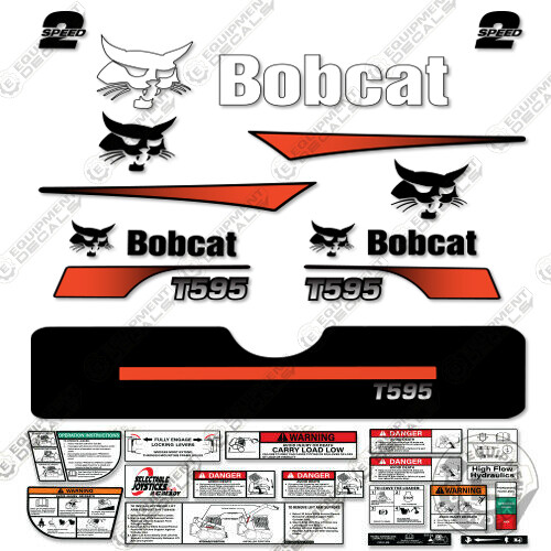Fits Bobcat T595 Decal Kit Skid Steer (Curved Stripes) – 7 YEAR 3M VINYL!