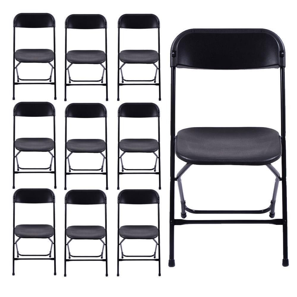 10 Pack Plastic Commercial Folding Chairs Stackable Picnic Party Black Home