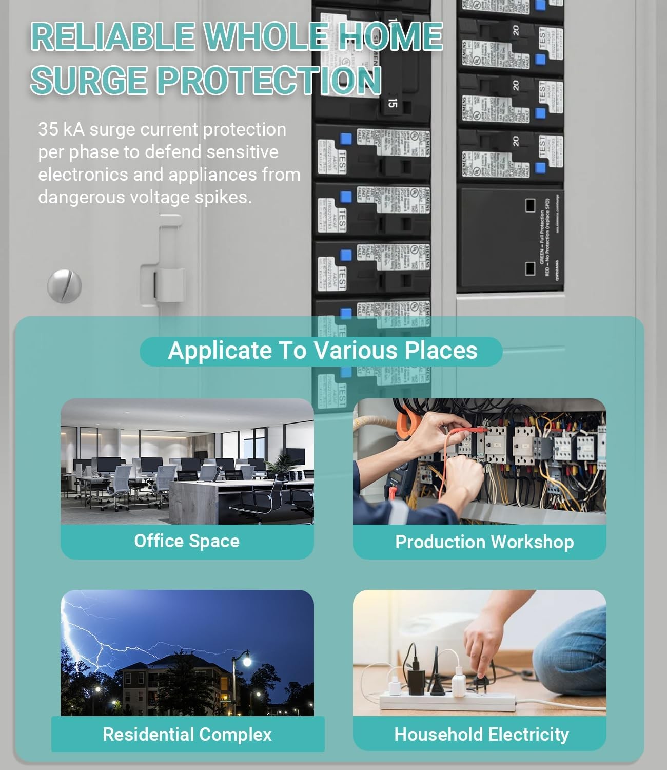 Replace for Siemens QSPD2A035B 35 KAmp BoltShield Indoor Surge Protective Device