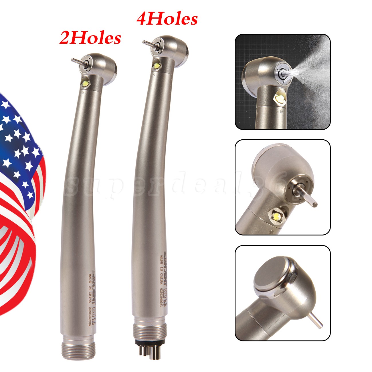 Dental High Speed Handpiece LED Type Turbine 2/4 Holes E-generator Triple Spray