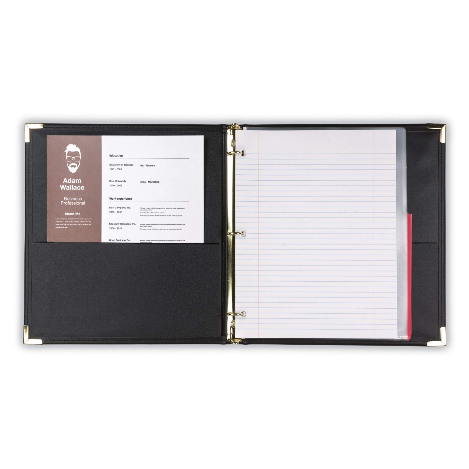 Classic Leather 3 Ring Binder Portfolio, Executive Presentation, 0.5 Inch, Holds