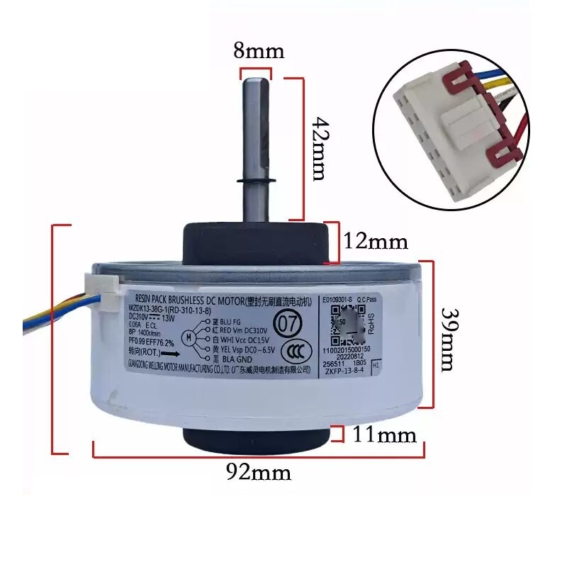 Universal DC Inverter Air Conditioner Brushless Motor WZDK13-38G-1 WZDK20-38G-1