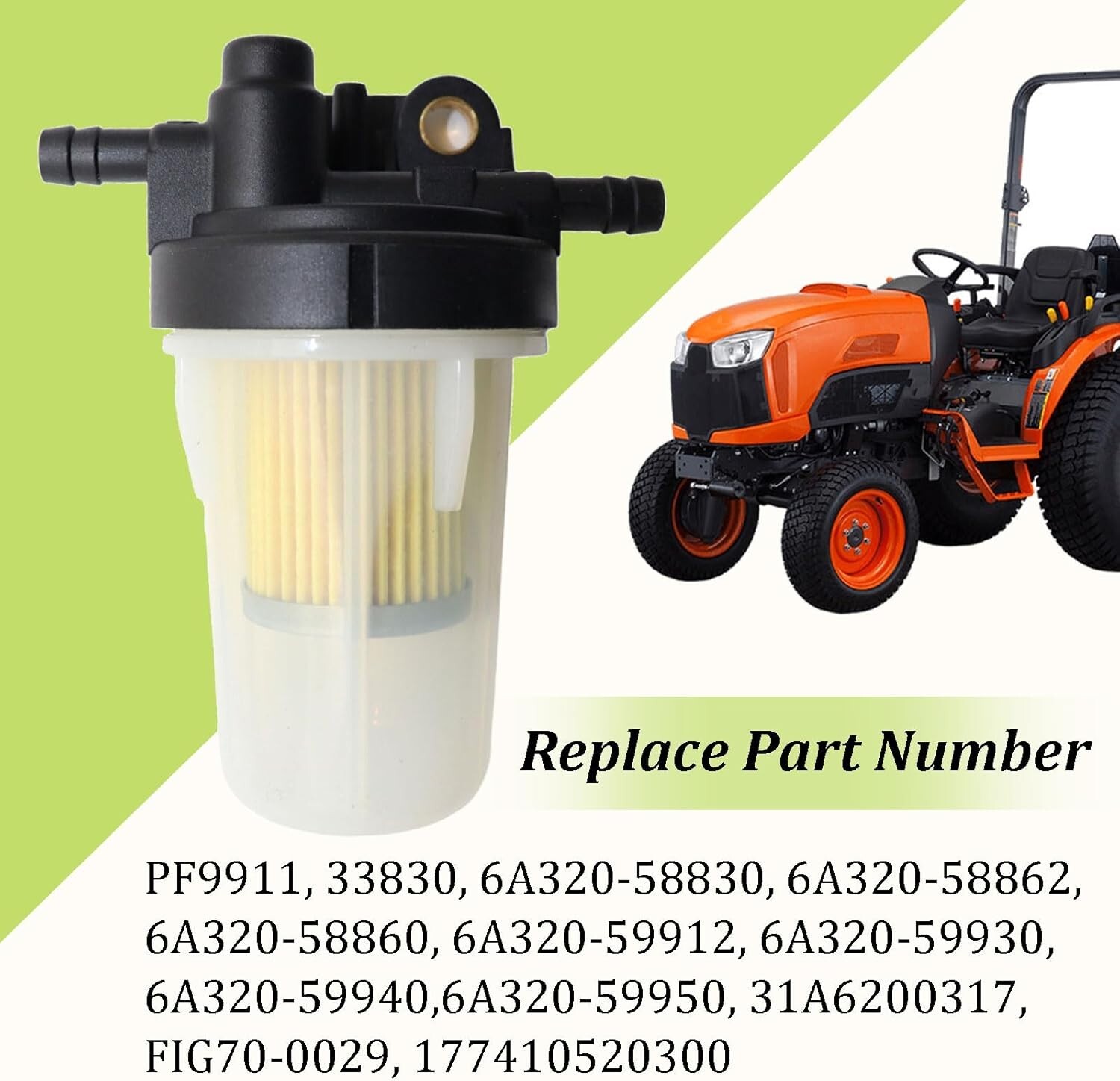 Fuel Filter Assembly & 2pcs Filter For Kubota B-Series 6A320-58862 6A320-58830