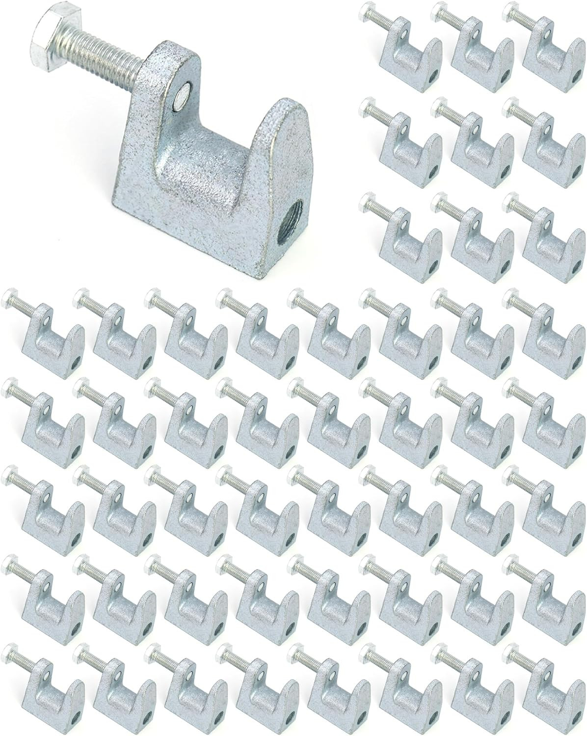 Beam Clamp, 50 Pcs 3/8″ Zinc Plated Iron Safety Beam Clamp, 13/16″ Jaw Opening