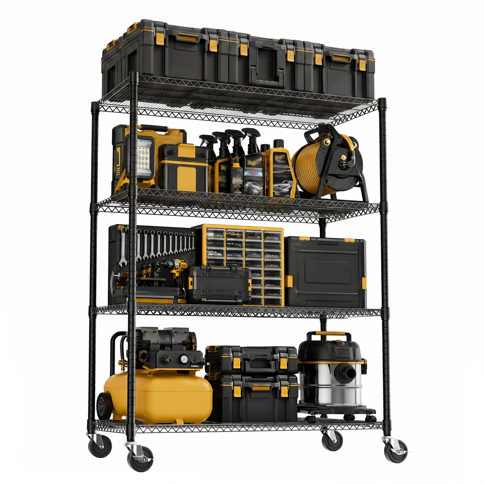 MZG Storage Racks Tool Shelf Garage Shelving Wire Heavy Duty Shelves Rack 73.6″H