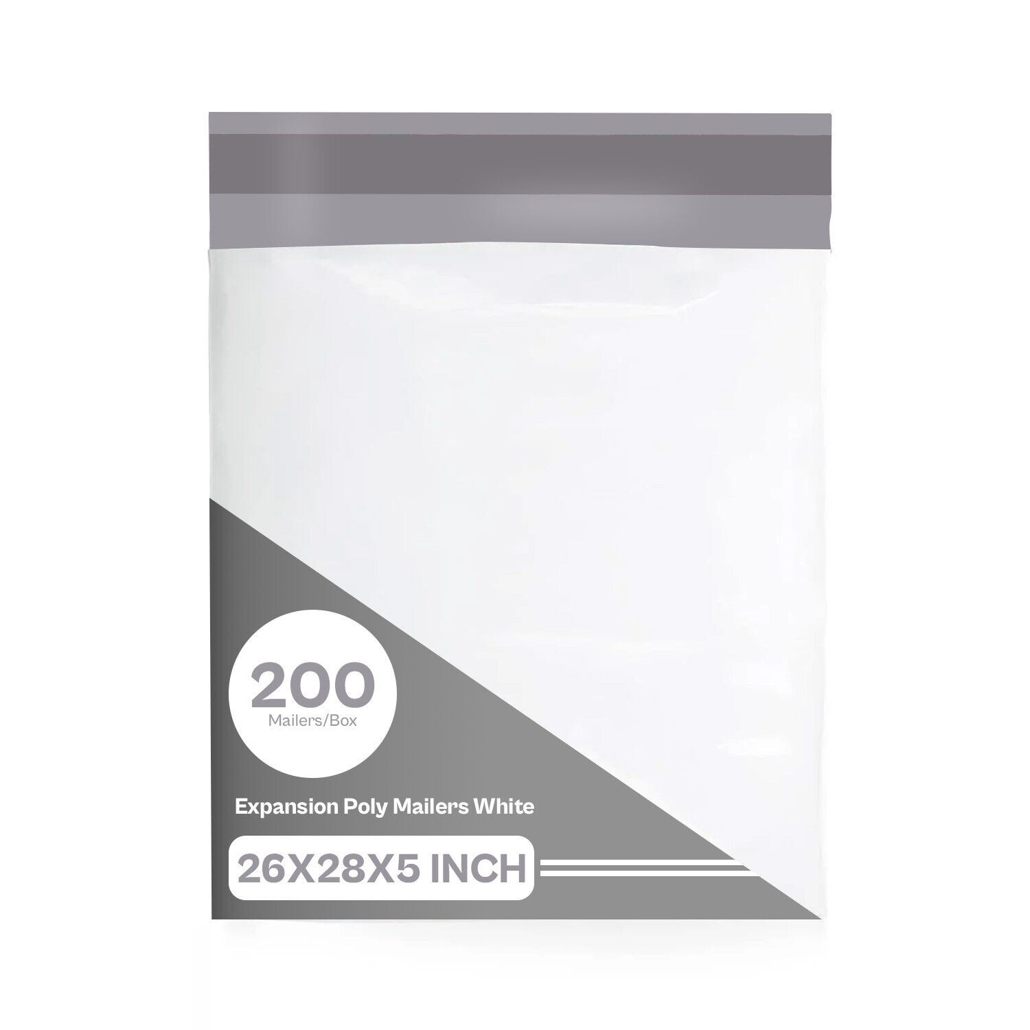 200 26x28x5 Expansion Poly Mailers 3 Mil White/Grey Tamper/Water Proof Bags
